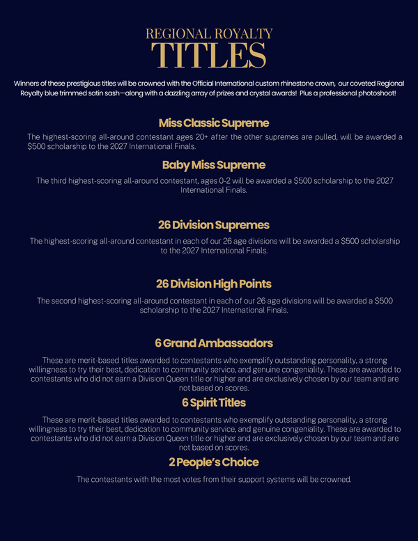 2027 Coast to Coast Regional Pageant Registration