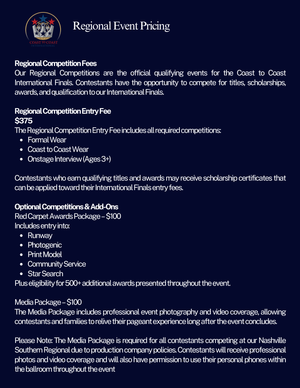 2027 Coast to Coast Regional Pageant Registration