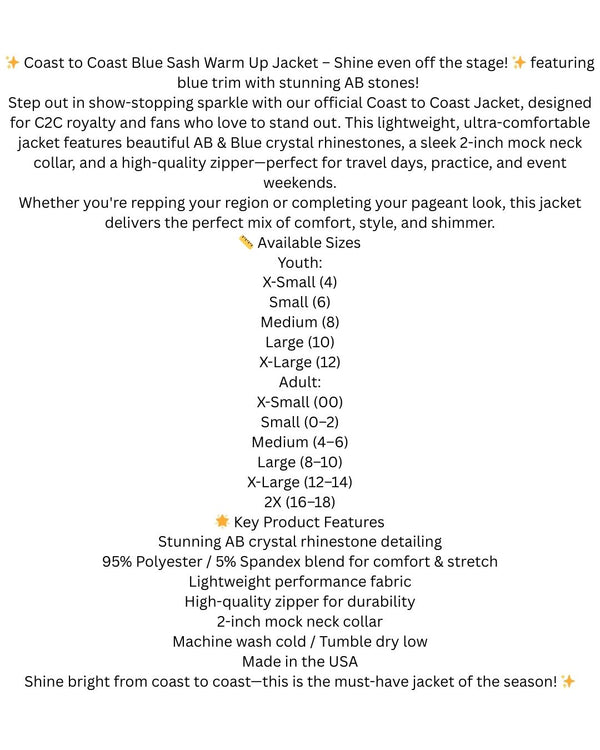 ✨ Coast to Coast Warm Up Jacket – Shine even off the stage! PICK UP ONLY